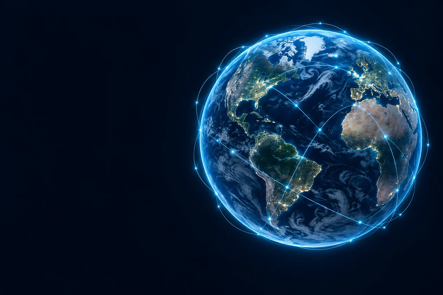 Blue Earth globe with glowing connections